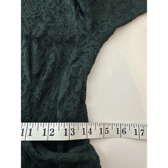 Free People Dress Women's Small Mini Dark Green Lace Faux Wrap Long Sleeve Sheer - Picture 8 of 11